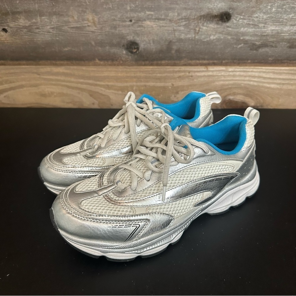 Zara Rhuigi Silver White Lace-Up Low Top Running Sneakers Mens Shoes Size 40